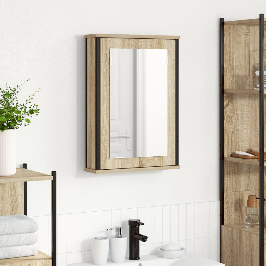 Spiegelkast Natuurlijke Eik Spaanplaat, Glas, Metaal Medium