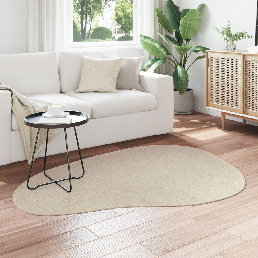 Kleed 'Huarte' Korte Stapel Zacht En Wasbaar Beige 120 x 170 cm Ovaal-Golf rand