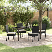 Tuinstoelenset 4 personen zwart polyrattan staal