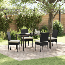 5-Delige Tuin Eetset Zwart Poly Rattan