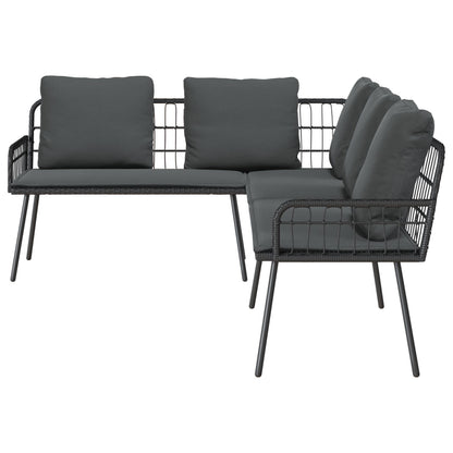 L-Vormige Bank 231X173X78 Cm Poly Rattan Zwart en donkergrijs