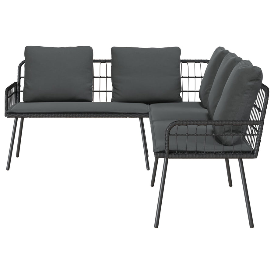 L-Vormige Bank 231X173X78 Cm Poly Rattan Zwart en donkergrijs