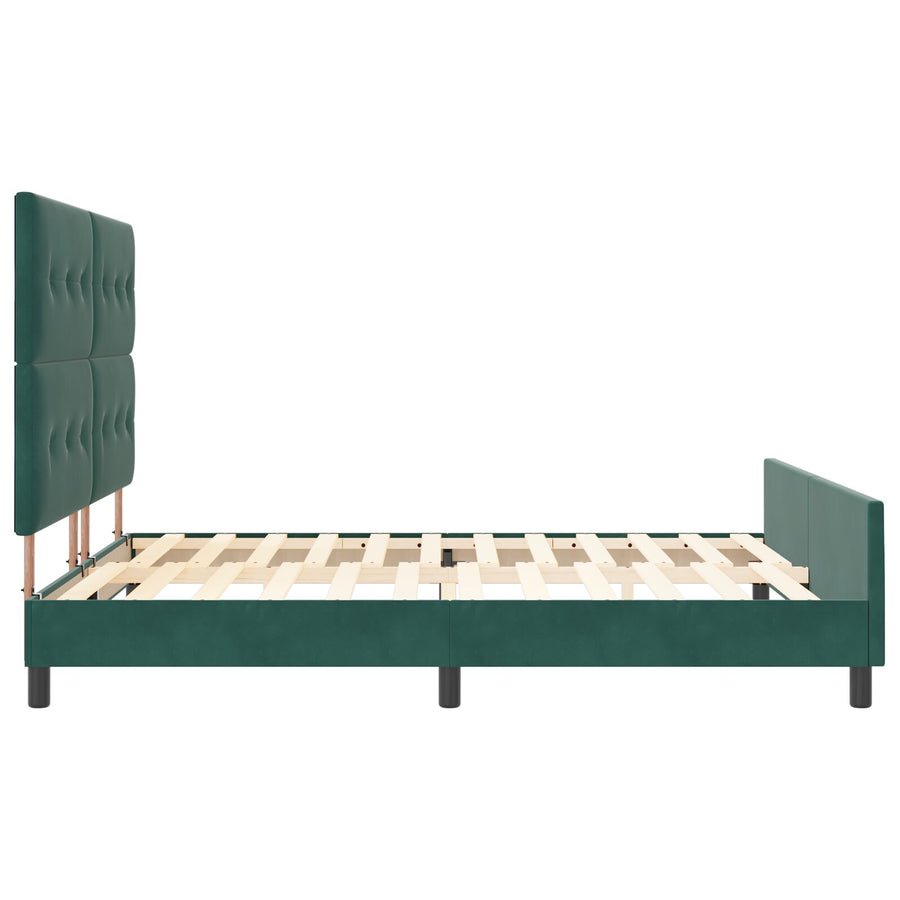 Bed Frame Donkergroen 180X200 Cm Fluweel Crème