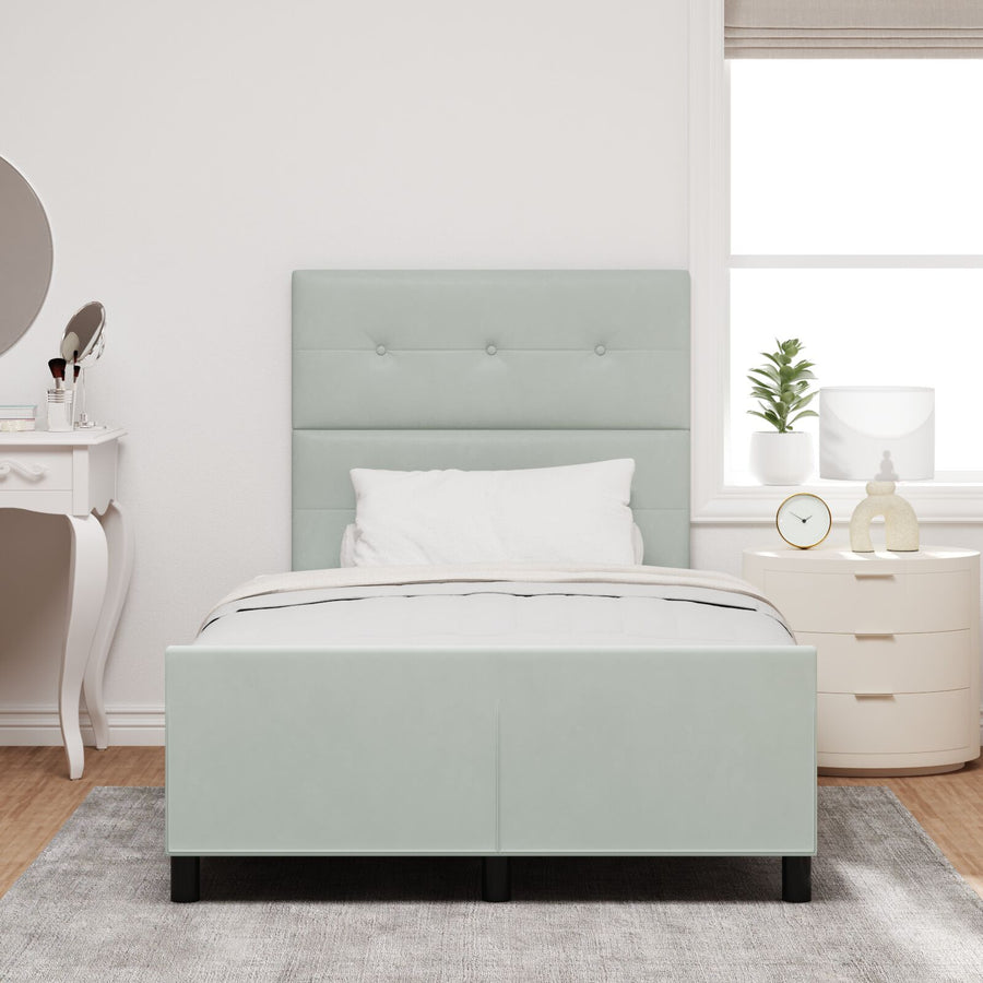 Lichtgrijze Velvet Bedframe 120X200 Cm Crème