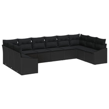 Tuin Sofa Set Set Van 10 Zwart Rattan, Polyester Tuin Loveseat