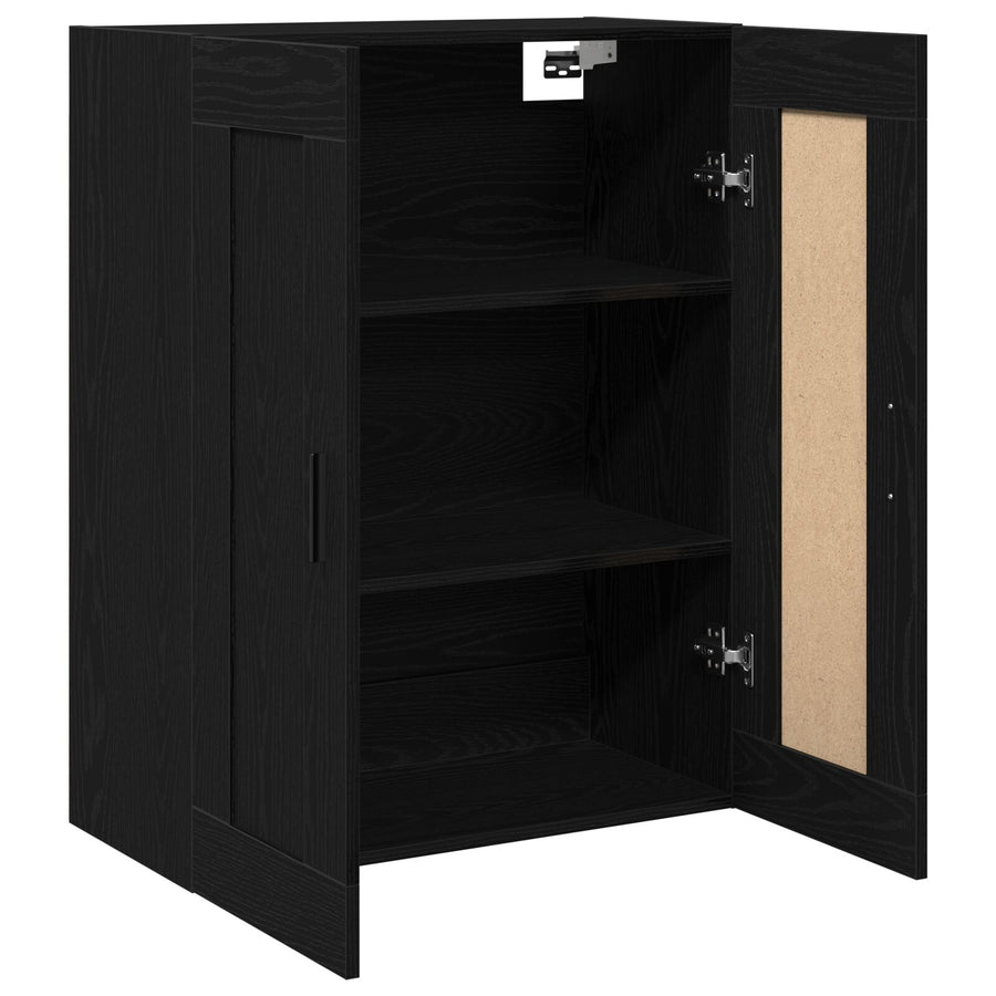 Wandkast Zwart Eiken 69,5X34X90 Cm Bewerkt Hout