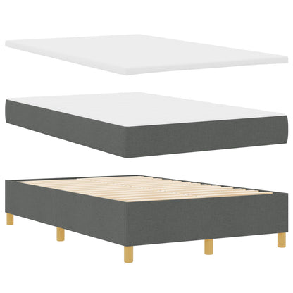 Boxspring Bed Met Matras & Bank Donkergrijs 120X190 Cm Stof Blauw