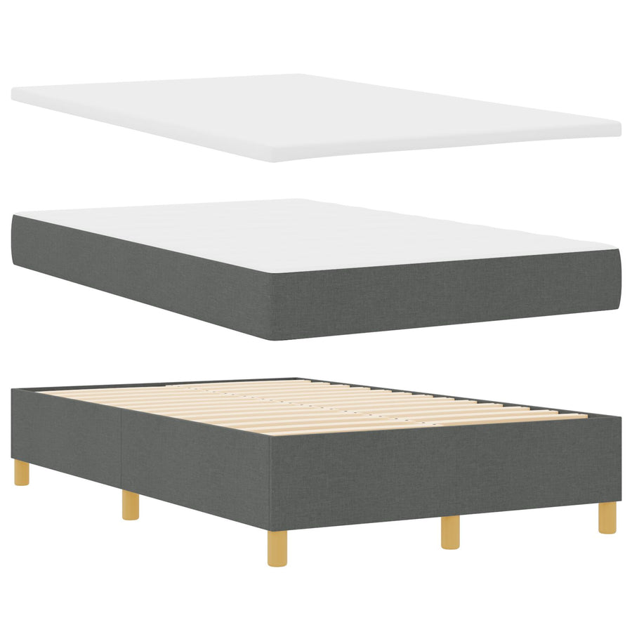 Boxspring Bed Met Matras & Bank Donkergrijs 120X190 Cm Stof Blauw