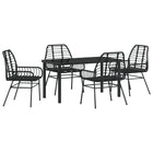 Tuinset polyrattan 5-delig zwart