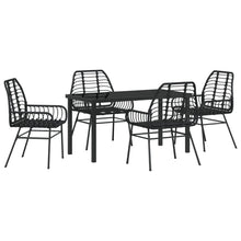 5-Delige Tuin Eetset Zwart Poly Rattan