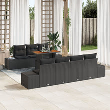 8-Delige Tuin Sofa Set Met Kussens Zwart Poly Rattan