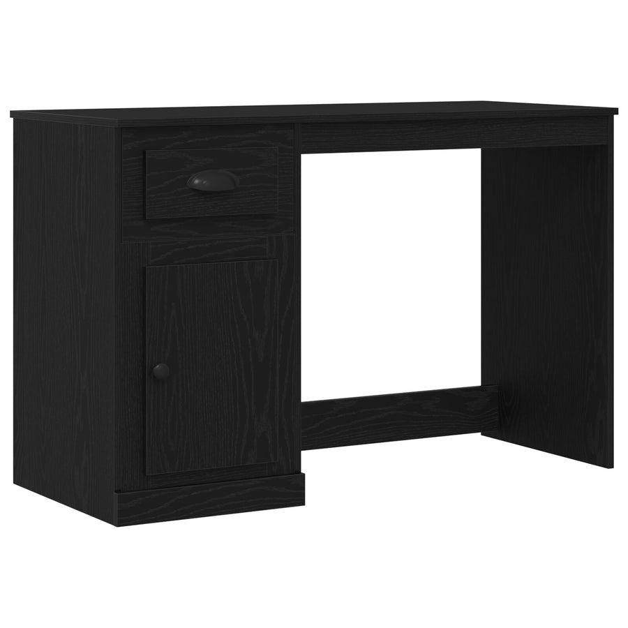 Bureau Met Opslag 50X115X75 Cm Gegutst Hout Zwart eiken