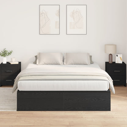 Bed Met Opslag Houtcomposiet Volledig/Tweepersoons Zwart Eiken 135 x 190 cm