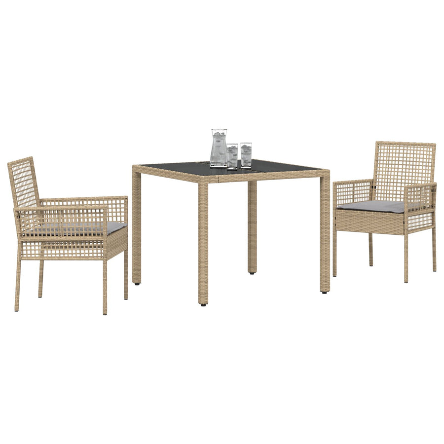 Set Van 2 Beige Poly Rattan 90 X 90 X 75 Cm