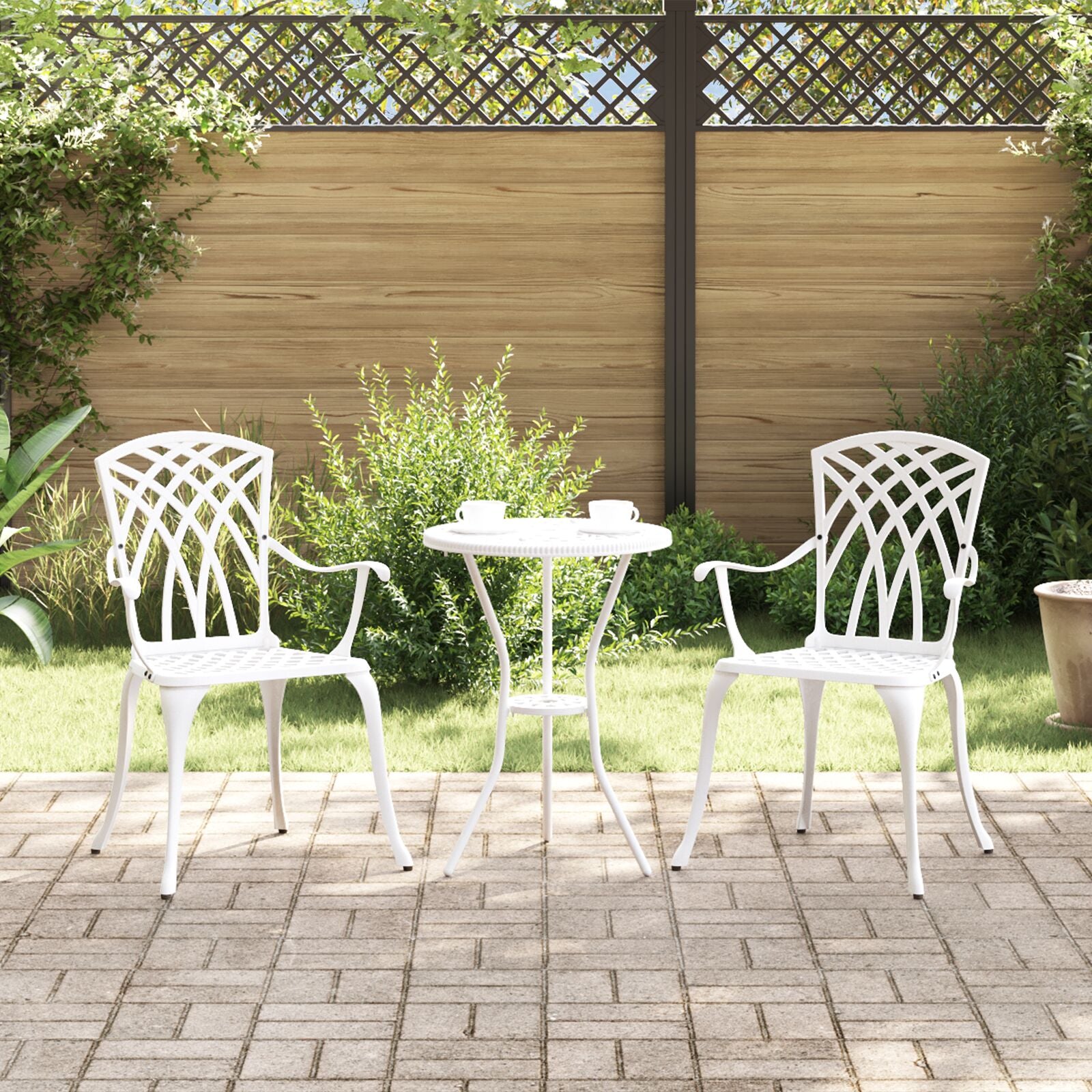 Tuinstoelen 2 Stuks Gietaluminium Wit