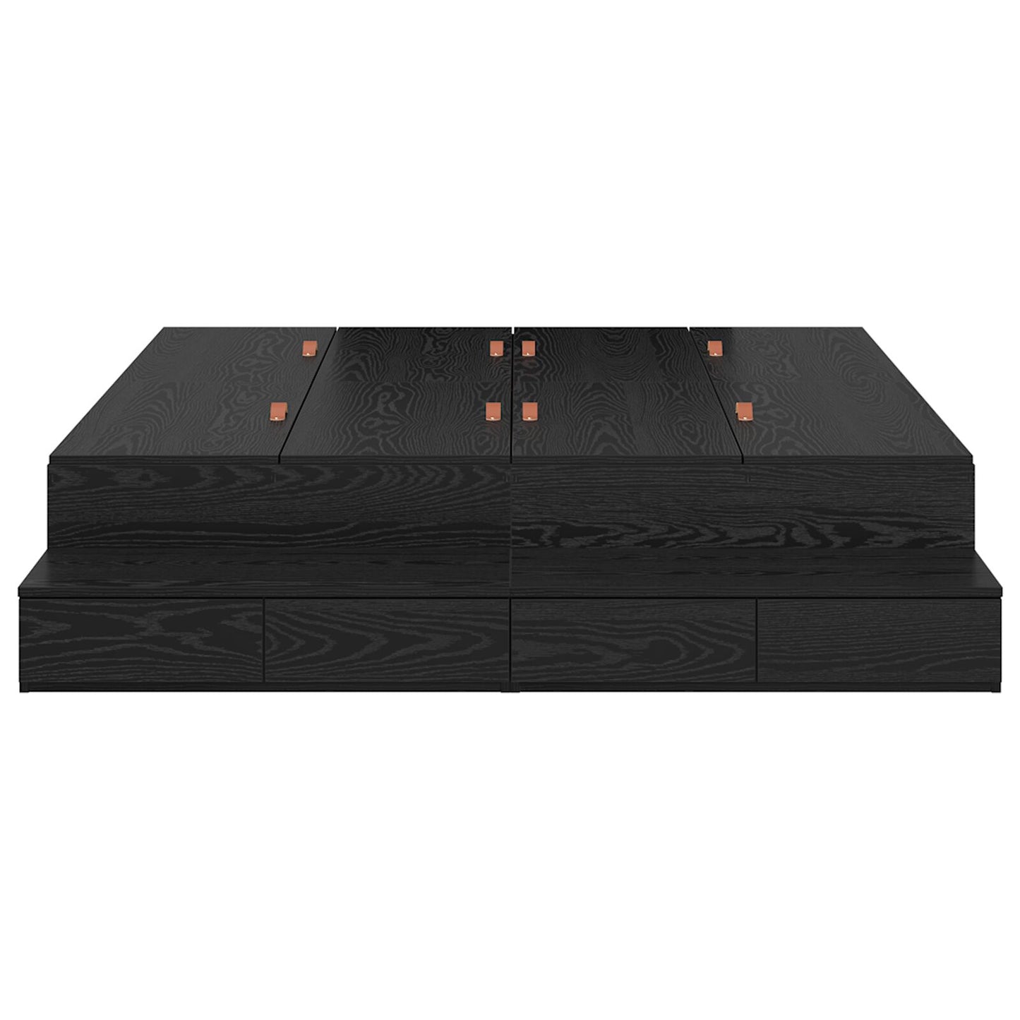Opbergbedframe Zwart Bewerkt Hout 135,5 X 190 X 31,5 Cm Artisanaal Eiken