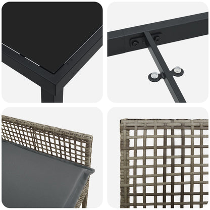 3-Delige Tuin Eettafel Set Met Kussens Grijs Poly Rattan