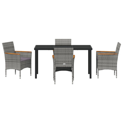 5-Delige Tuin Eetset - Grijs Poly Rattan