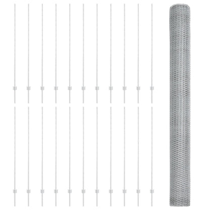 Fence Posts 22 St U-Kanaal 160 Cm Gegalvaniseerd Staal,  Zeshoek Fence 1.6X50 M Gegalvaniseerd Staal
