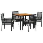 Outdoor dining set 5 pcs Black poly rattan