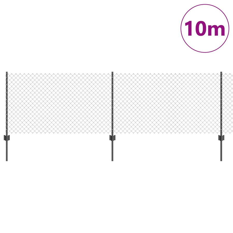 Kettinglinkhek Met 10 U-Posts Grijs 0.8X10 M Staal