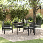 Tuin eettafelset poly rattan 4 personen zwart