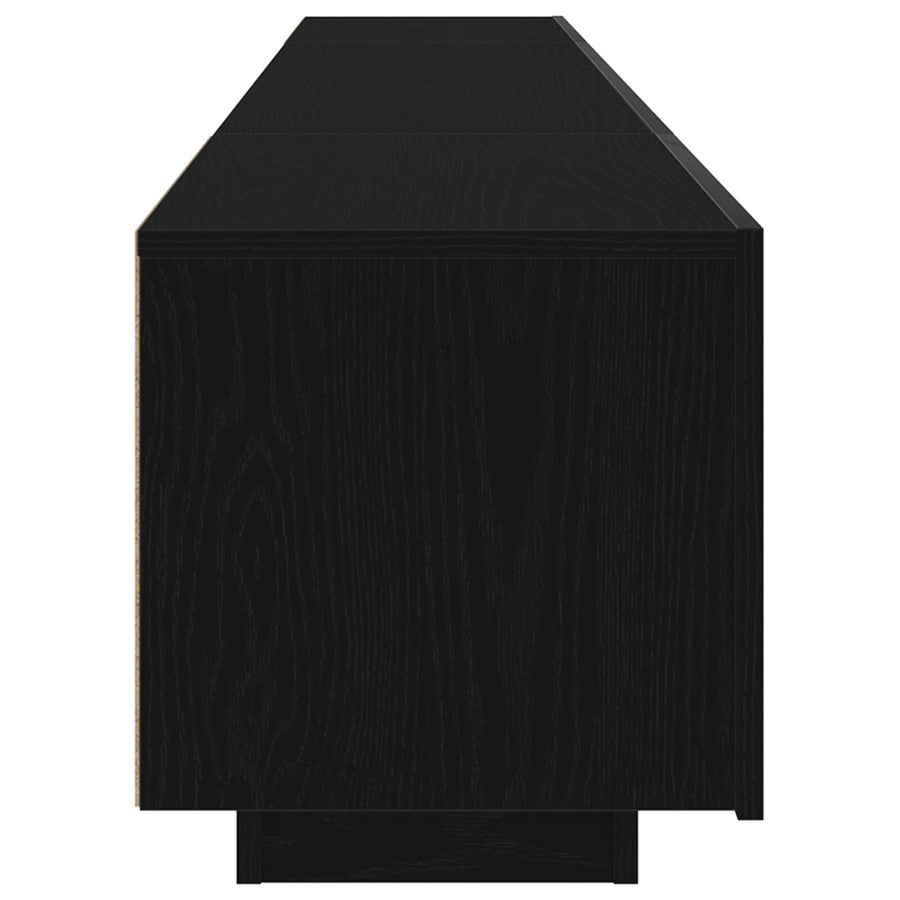 Tv-Kast Met Led-Verlichting - Zwart Eiken 200X35X40 Cm - Bewerkt Hout
