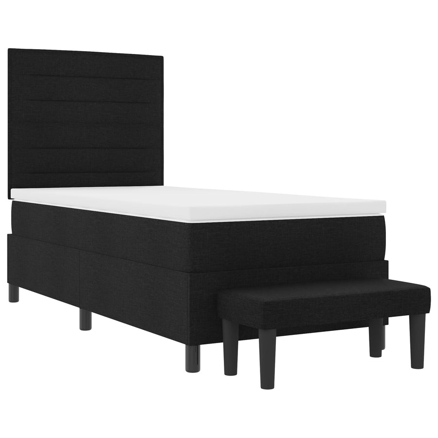 Boxspringbed Met Matras & Bank Stof Zwart 90 x 190 cm Lijnen ontwerp