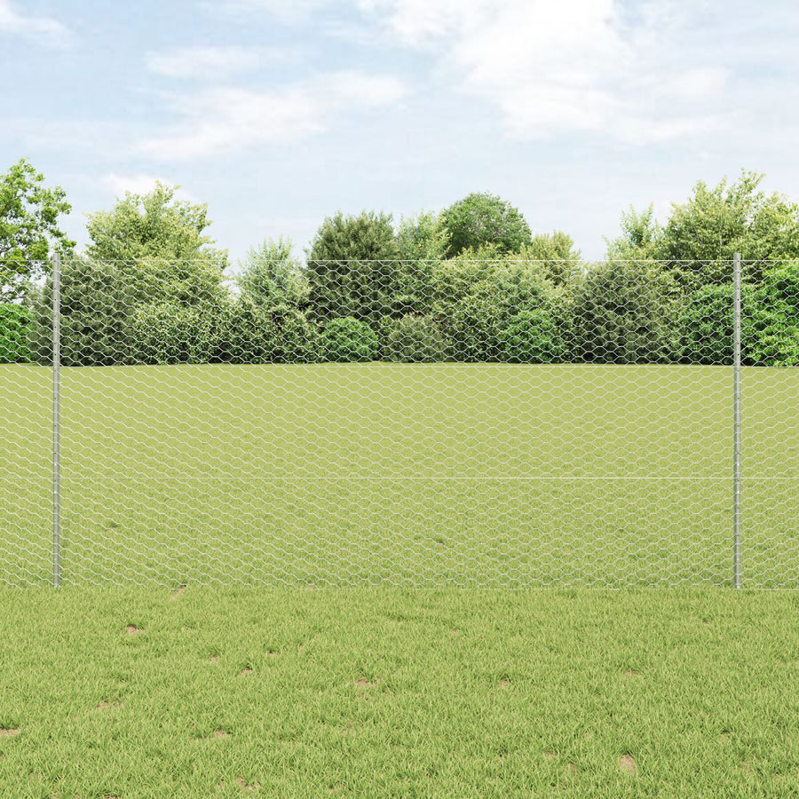 Tuin Fence Set Set Van 2 Gegalvaniseerd Staal 25 X 1.2 M Duurzaam