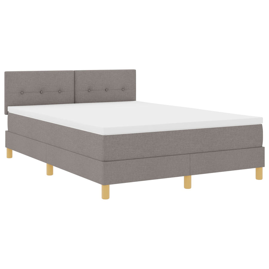 Boxspringbed Met Matras Stof Taupe 140 x 190 cm Knopen tufted