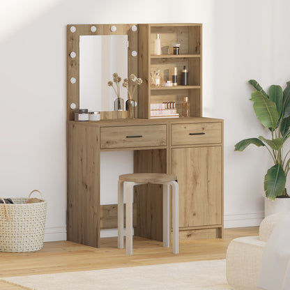 2-Delige Kaptafelset Met Led Artisan Eiken Gefabriceerd Hout