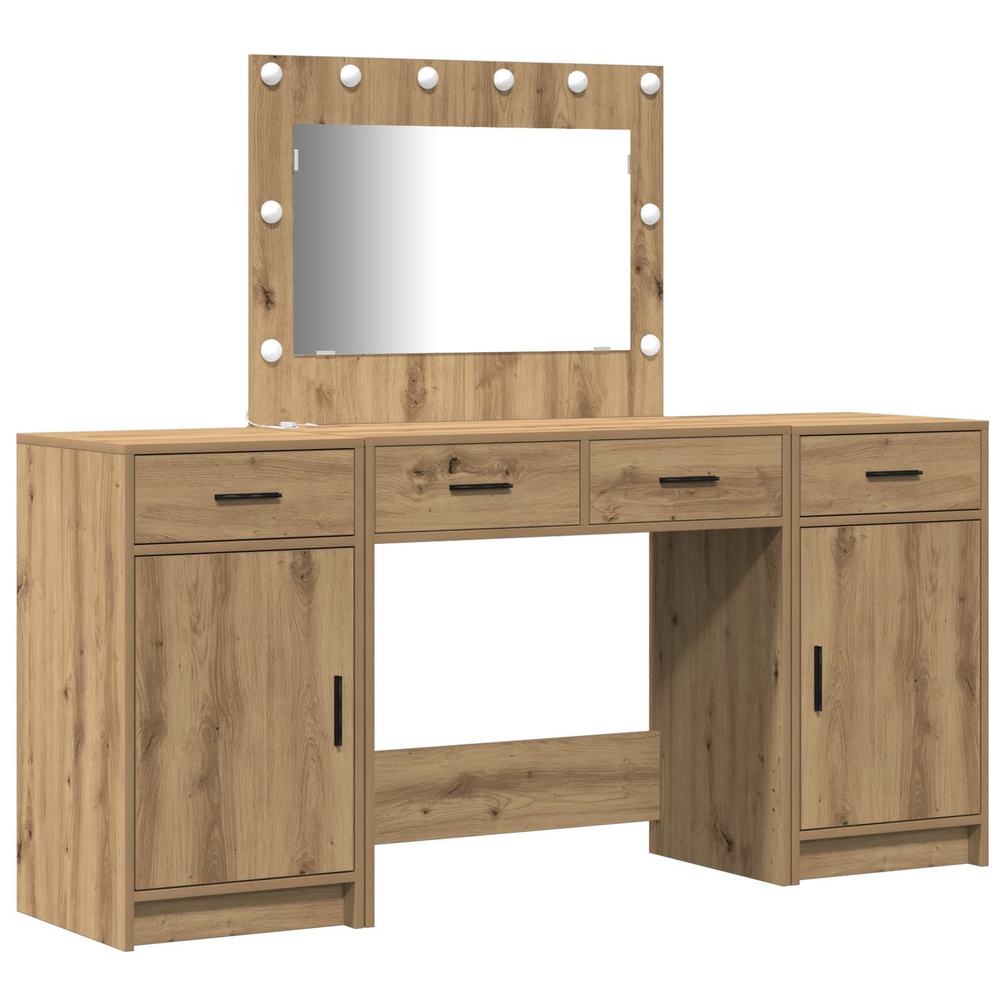 3-Delige Kaptafelset Met Led Artisan Eiken Bewerkt Hout