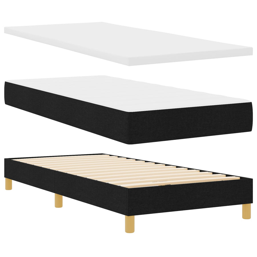 Boxspring Bed Met Matras Stof Zwart 80 x 200 cm Knoopgestikt
