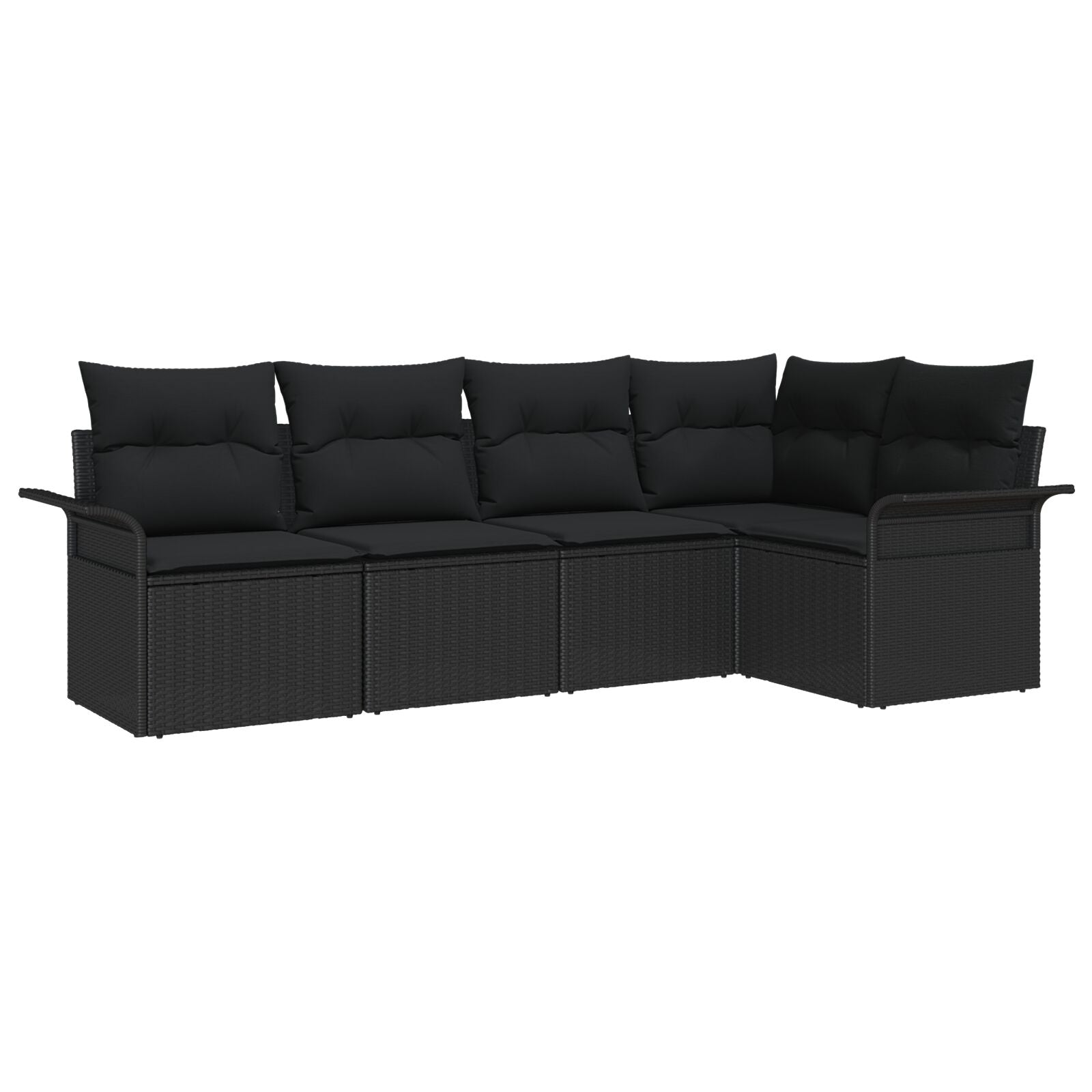5-delige Tuin Sofa Set met Kussens Zwart Poly Rattan