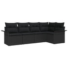 Tuinset poly rattan 5-delig zwart