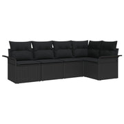 Tuinset poly rattan 5-delig zwart