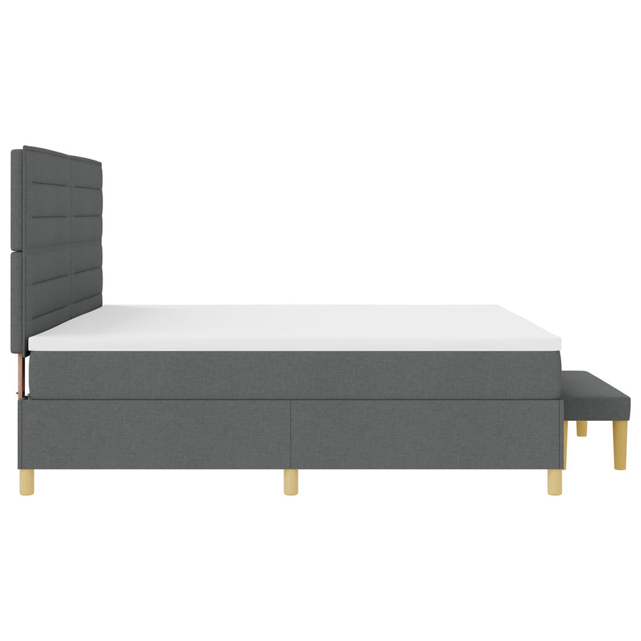 Boxspringbed Met Matras & Bank Stof Donkergrijs 200 x 200 cm Lijn ontwerp