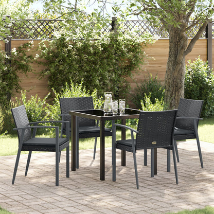 Set Van 3 Zwart Poly Rattan, Staal Standaardmaat Ergonomisch