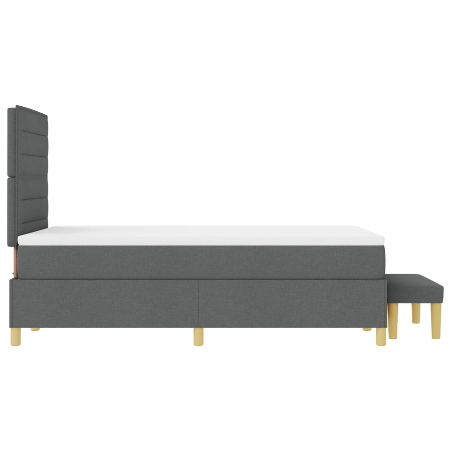 Boxspring Bed Met Matras & Bank Donkergrijs 120X190 Cm Stof Blauw