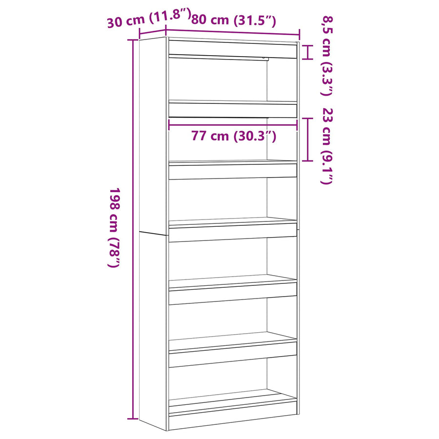 Oude Houten Boekenplank Oude Hout Bewerkt Hout 80 X 30 X 198 Cm