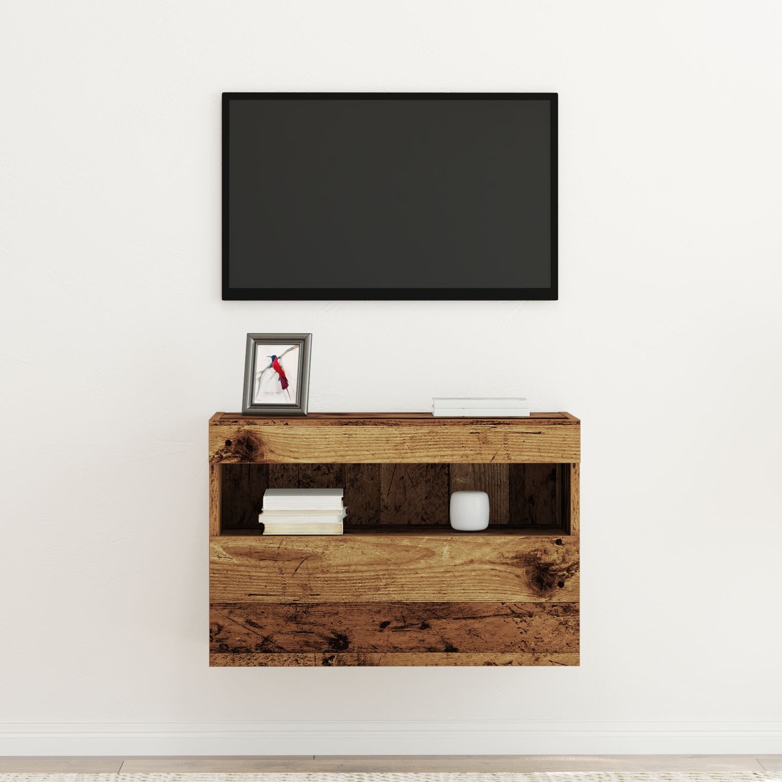Tv Wandkast Met Led Verlichting 1 Oud hout