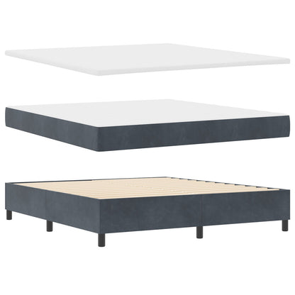 Boxspring Bed Met Matras Donkergrijs Super King Velours Blauw
