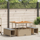 Tuin eettafelset poly rattan beige 4 personen
