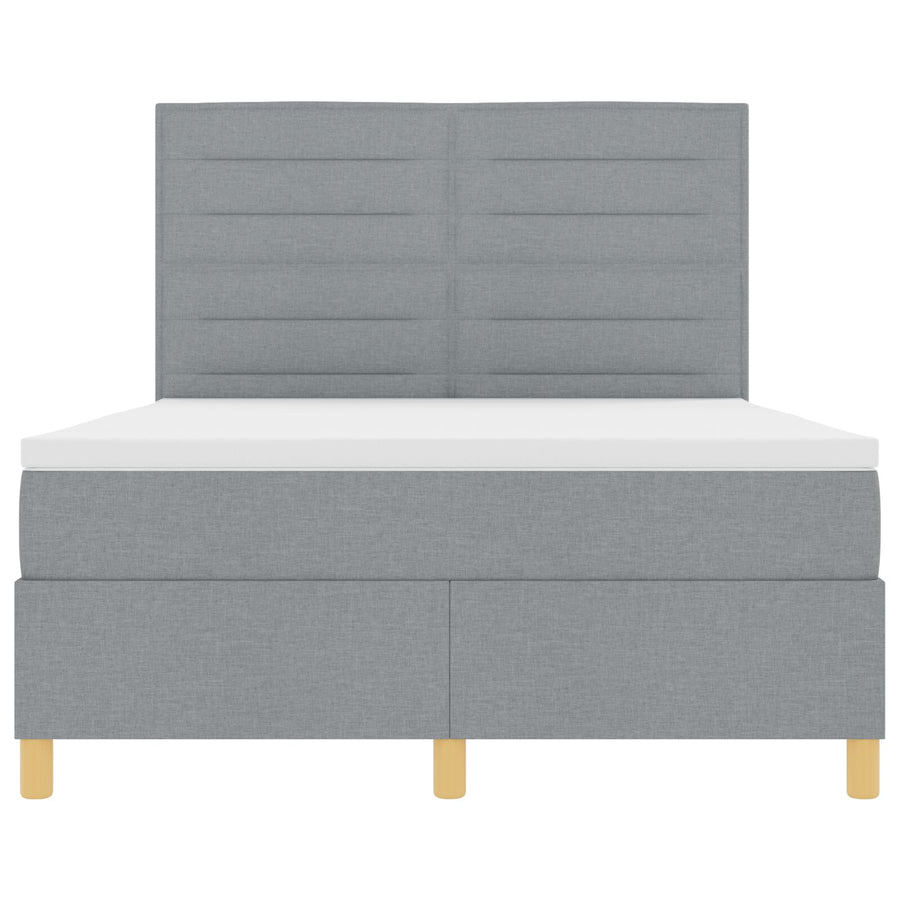 Boxspringbed Met Matras Lichtgrijs 140X190 Cm Stof Blauw
