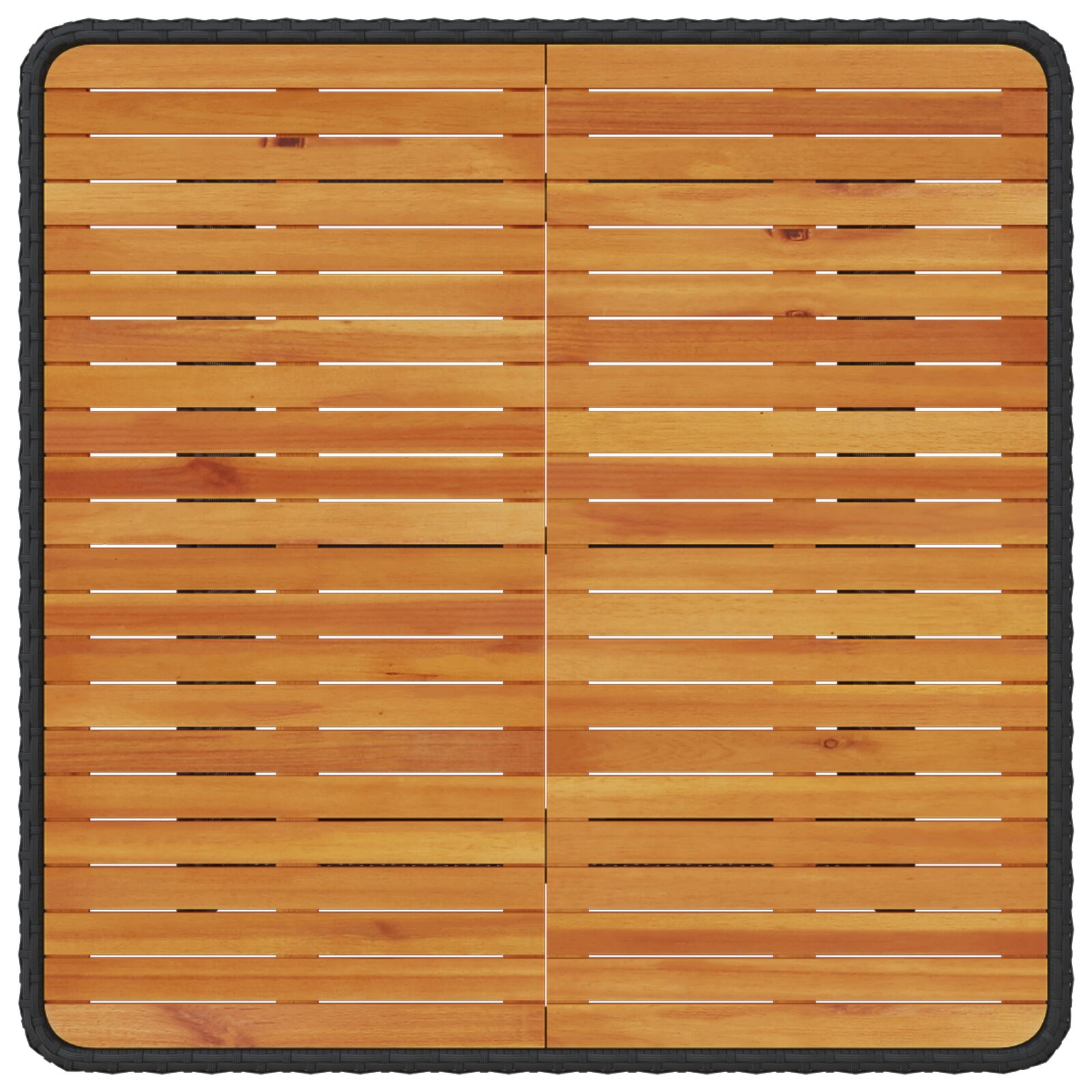 3-Delig Tuin Eetset Met Kussens Poly Rattan Acaciahout 80 cm Zwart 2 krukken