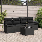 Loungeset poly rattan 5-delig zwart 4 personen