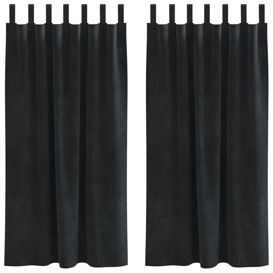Blackout Gordijnen Met Hanglussen 2 Stuks Fluweel Zwart 140 x 175 cm met ophanglussen