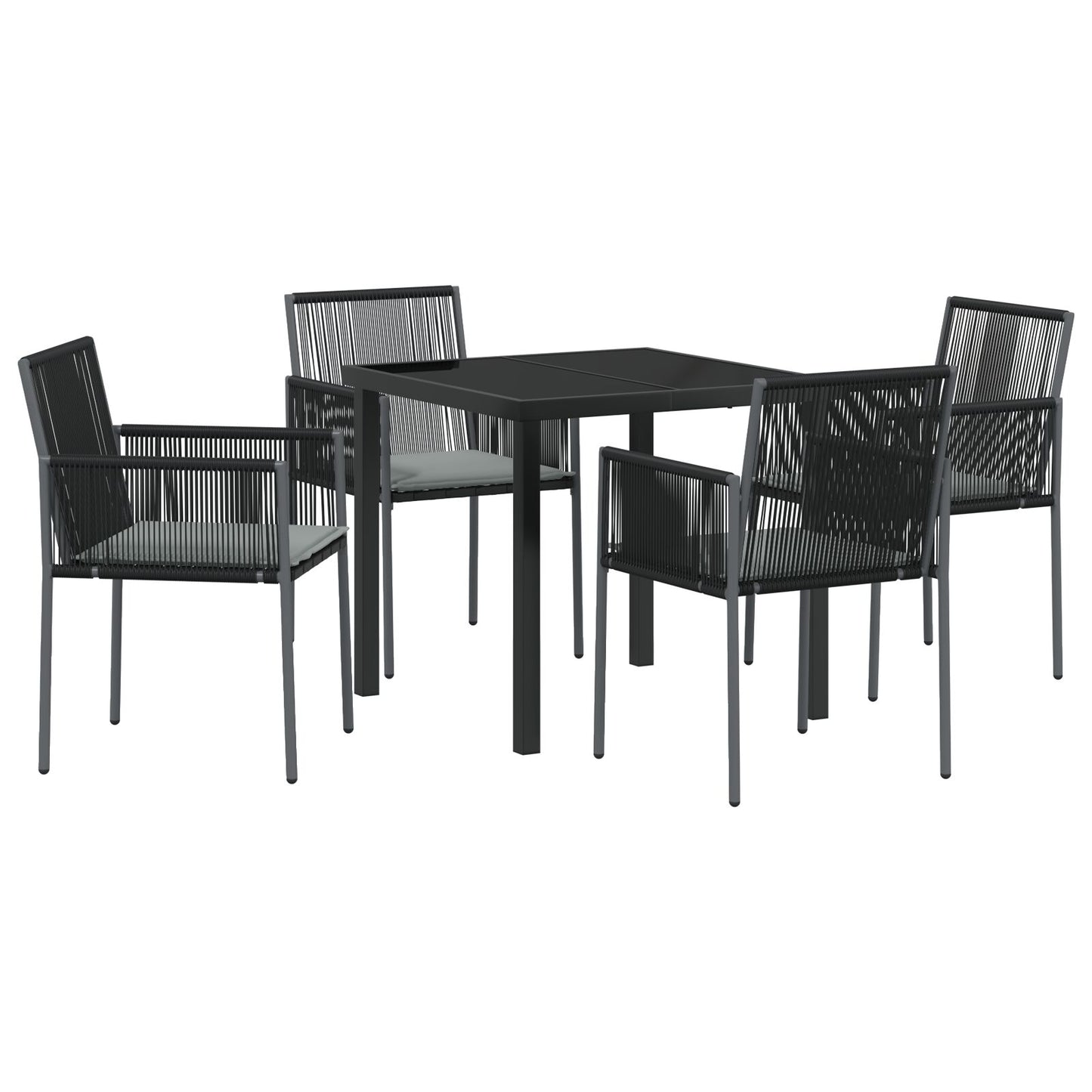 Set Van 3 Zwart Pe Riet, Staal, Polyester Stof Standaard