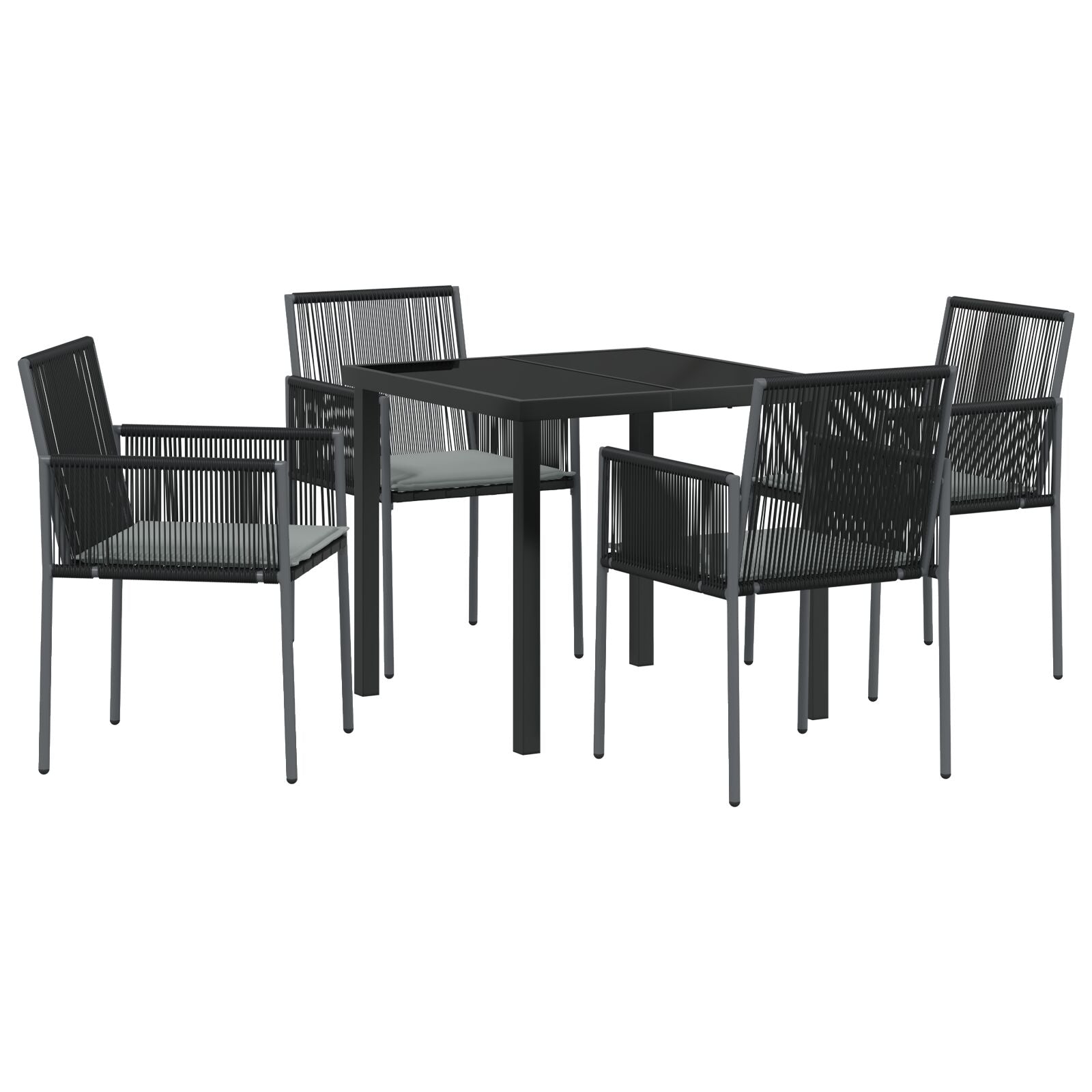 Set Van 3 Zwart Pe Riet, Staal, Polyester Stof Standaard