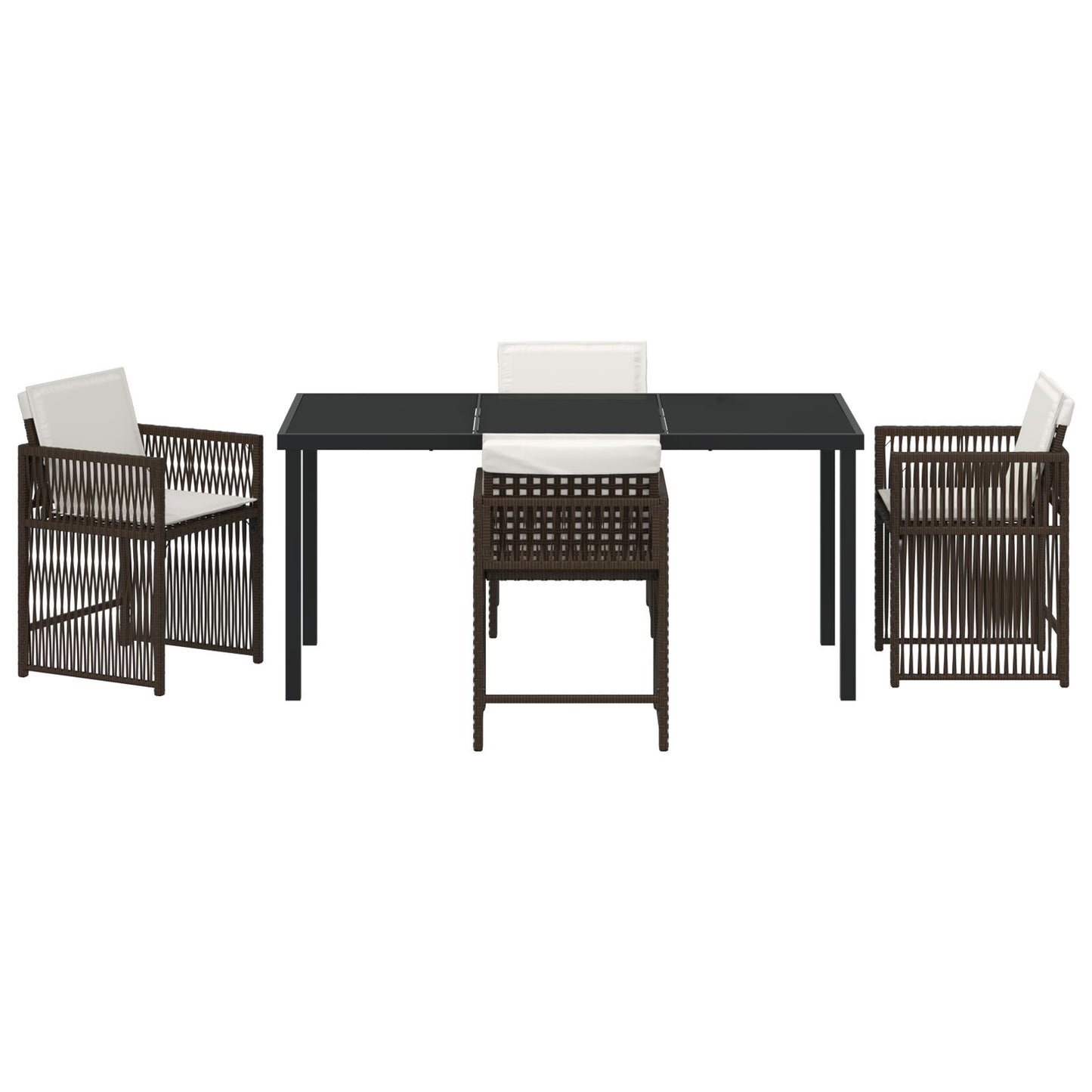 5-Delige Tuin Eettafel Set Met Kussens Bruin Poly Rattan